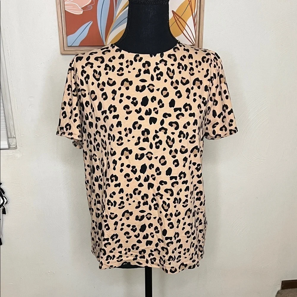 J. Crew Leopard Print Tee Top Size M